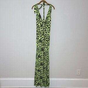 New Fashion Nova Lime Leopard Status Maxi Dress